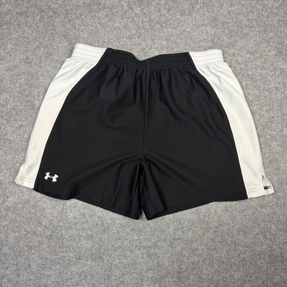 Under Armour HeatGear Soccer Shorts Mens Large Black White Athletic Gym Running